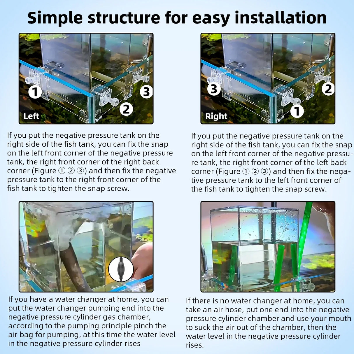 Negative Pressure Fish Tank Suspended Fish Elevator Fish