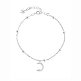 ANENJERY Zircon Moon Star Pendant Chain Bracelets for