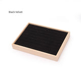 Wood 48 Grids Rings Tray Jewelry Showcase Storage