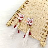 Vintage Fox Mask Earrings for Women Japanese Style