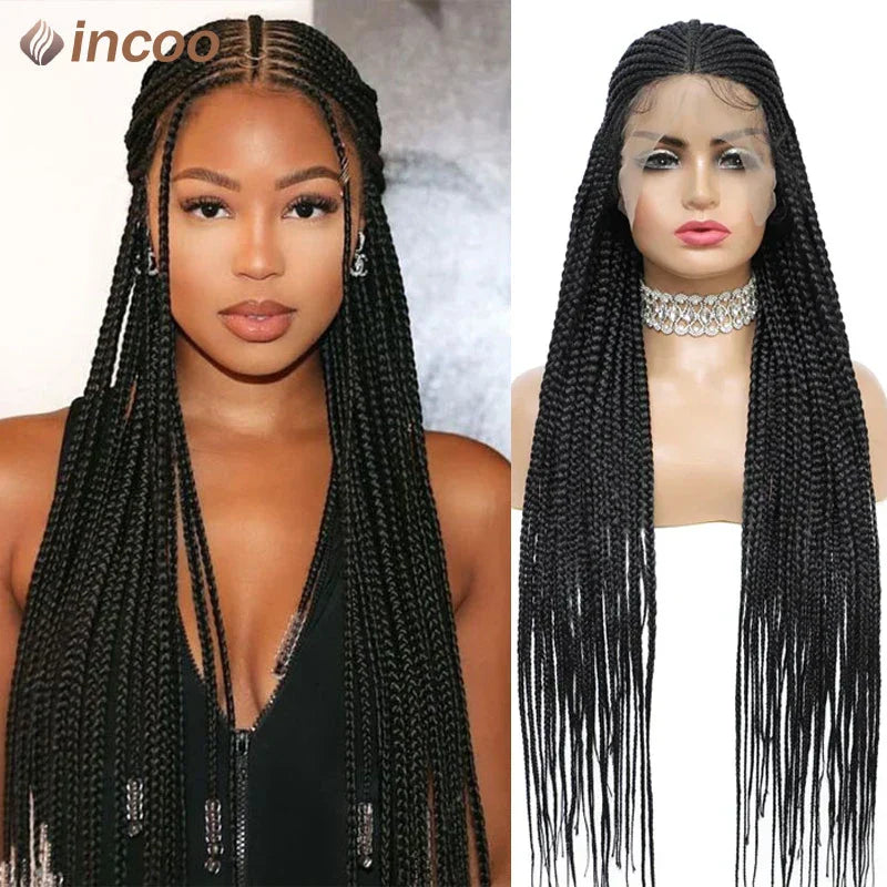 36" 13x8 Lace Front Wigs Knotless Braided Wigs