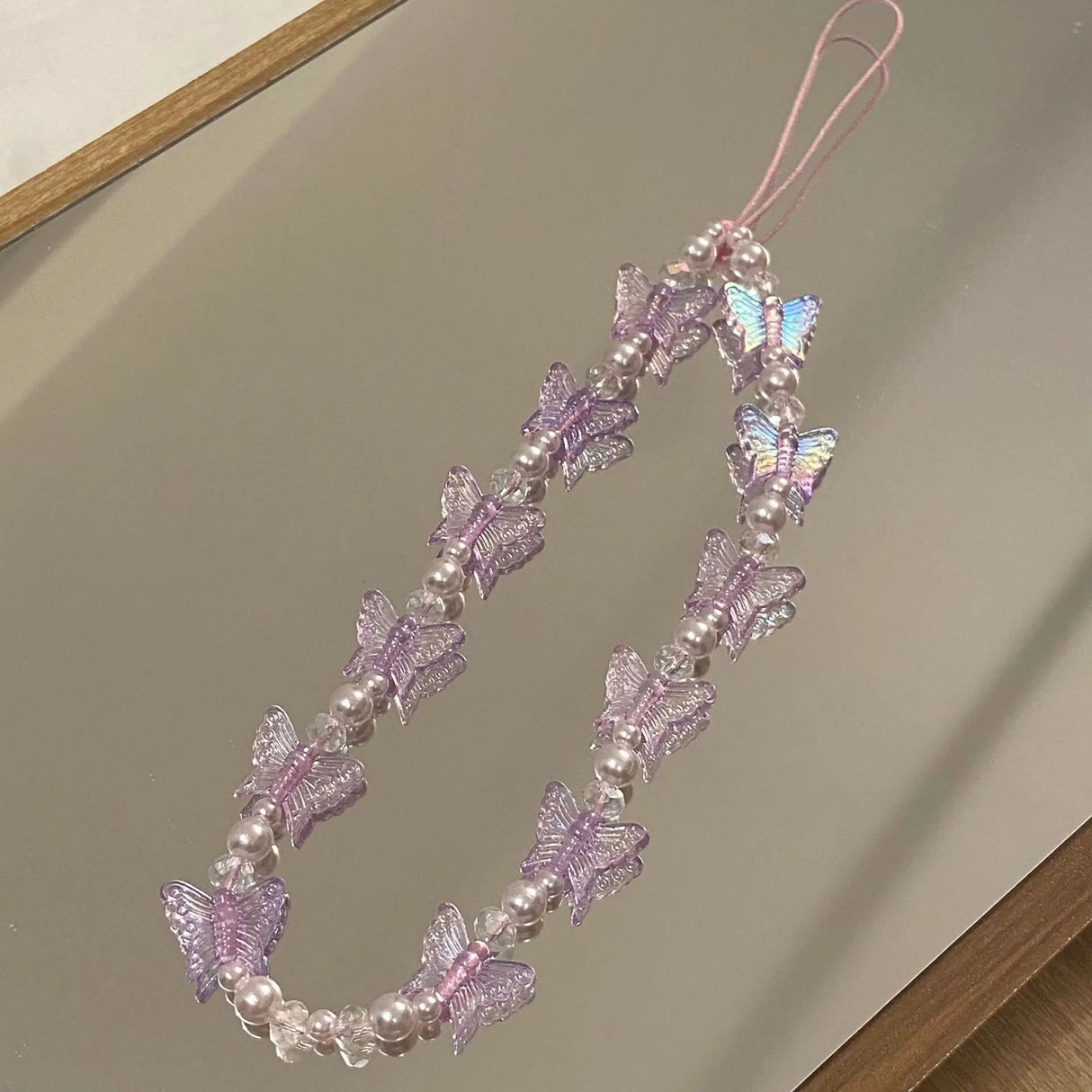 Koeran Colorful Transparent Butterfly Pearl Sweet Moblie Phone