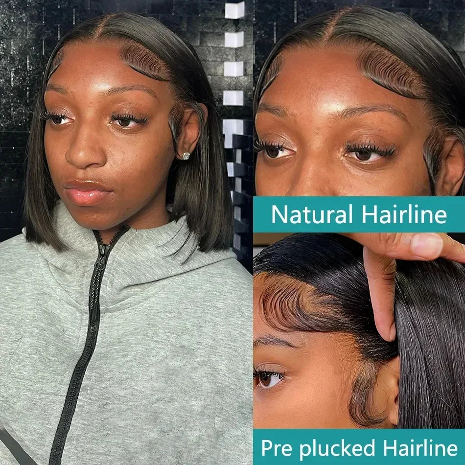 13x6 Straight Lace Frontal Bob Wig Pre Plucked