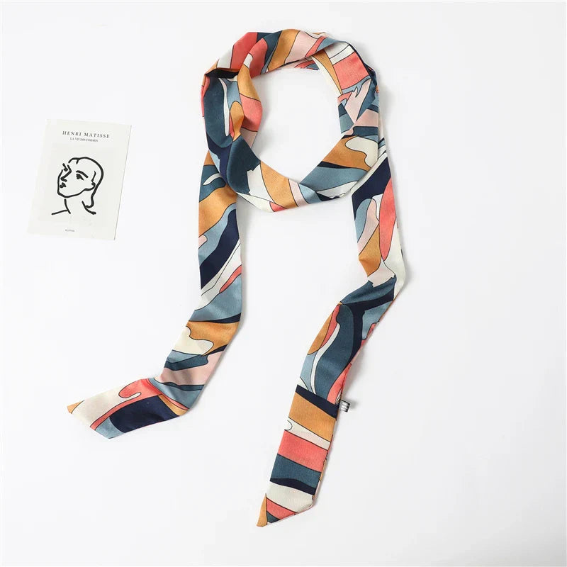 Long Silk Skinny Scarf Women Neck Hair Band