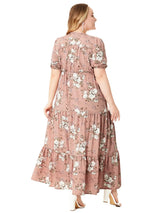 Plus Size Floral Print Half Sleeve Split Hem