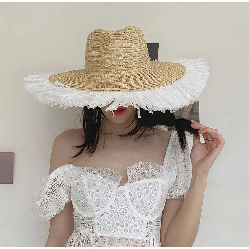 Large Eaves Beach Sunhat Woven Straw Hat Summer