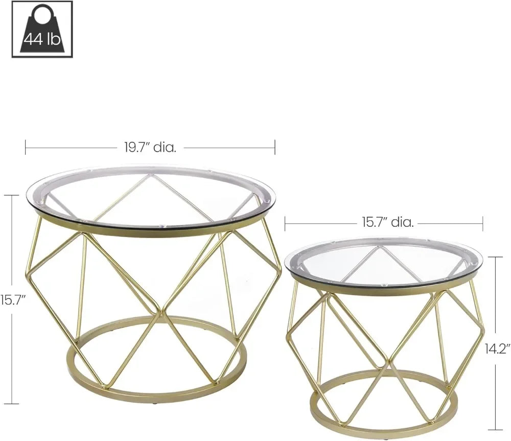 Gold Coffee Table, Round End Table Set