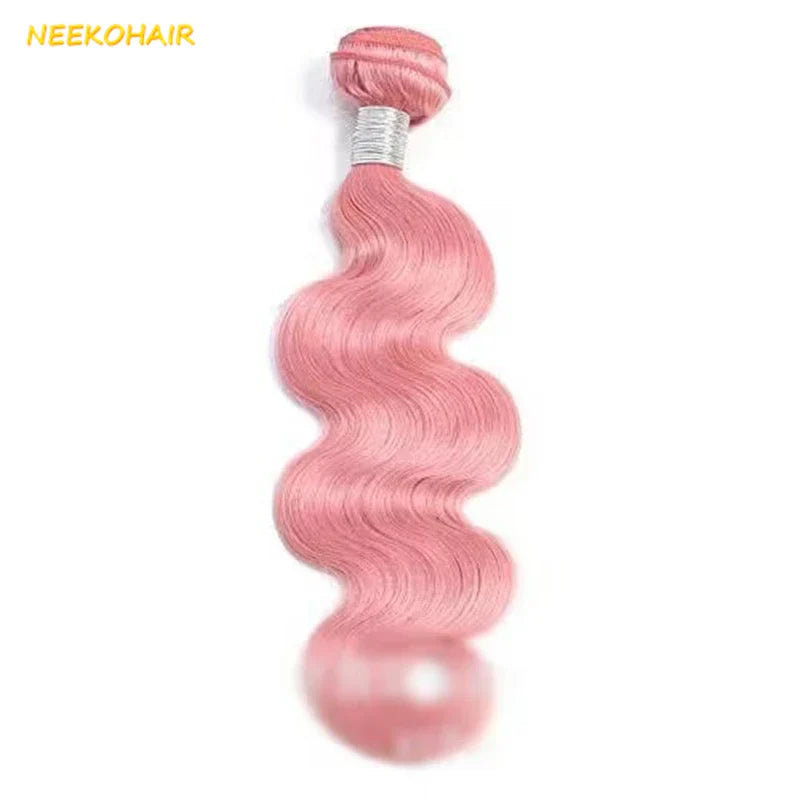 Light Pink Colored Bundles With 13x4 Frontal Weave