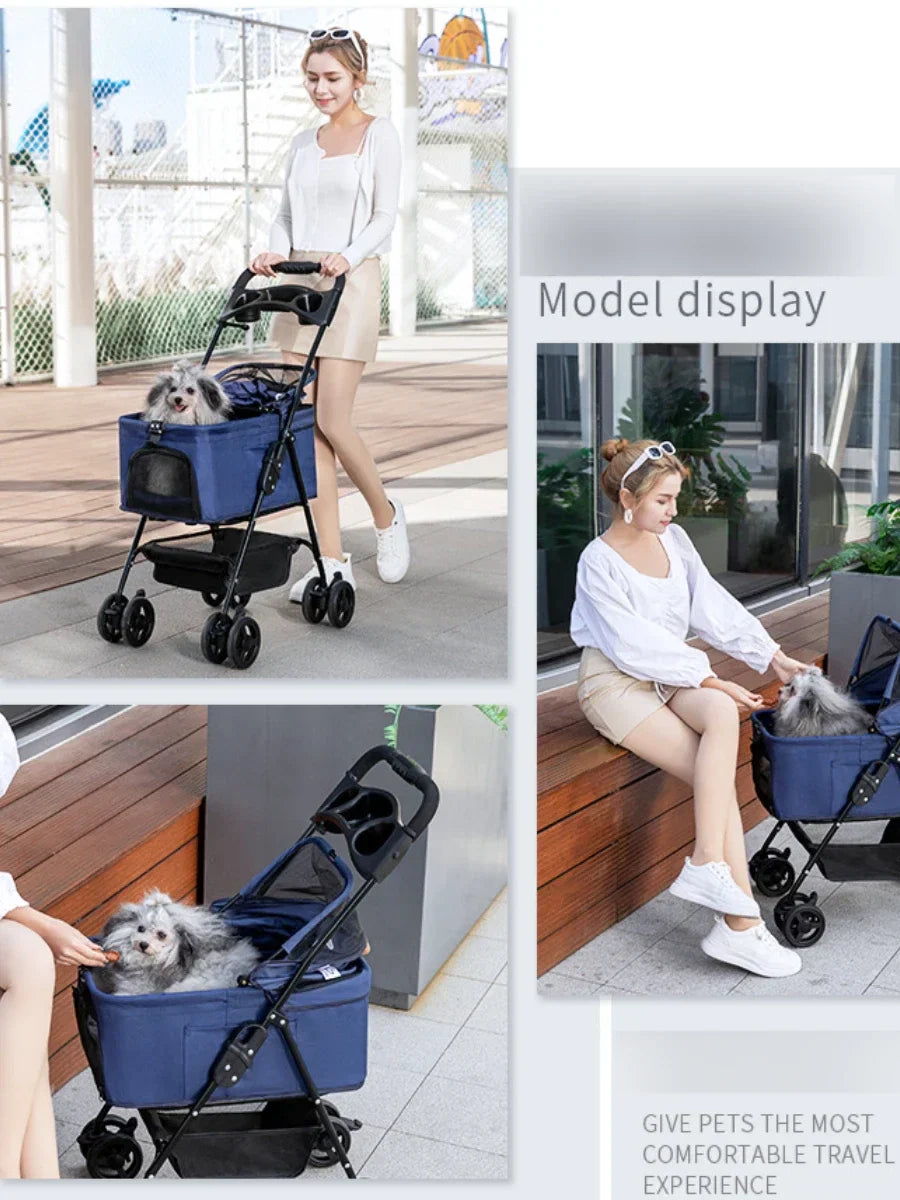 Detachable Pet Trolley 4 Wheel Universal Dog Stroller