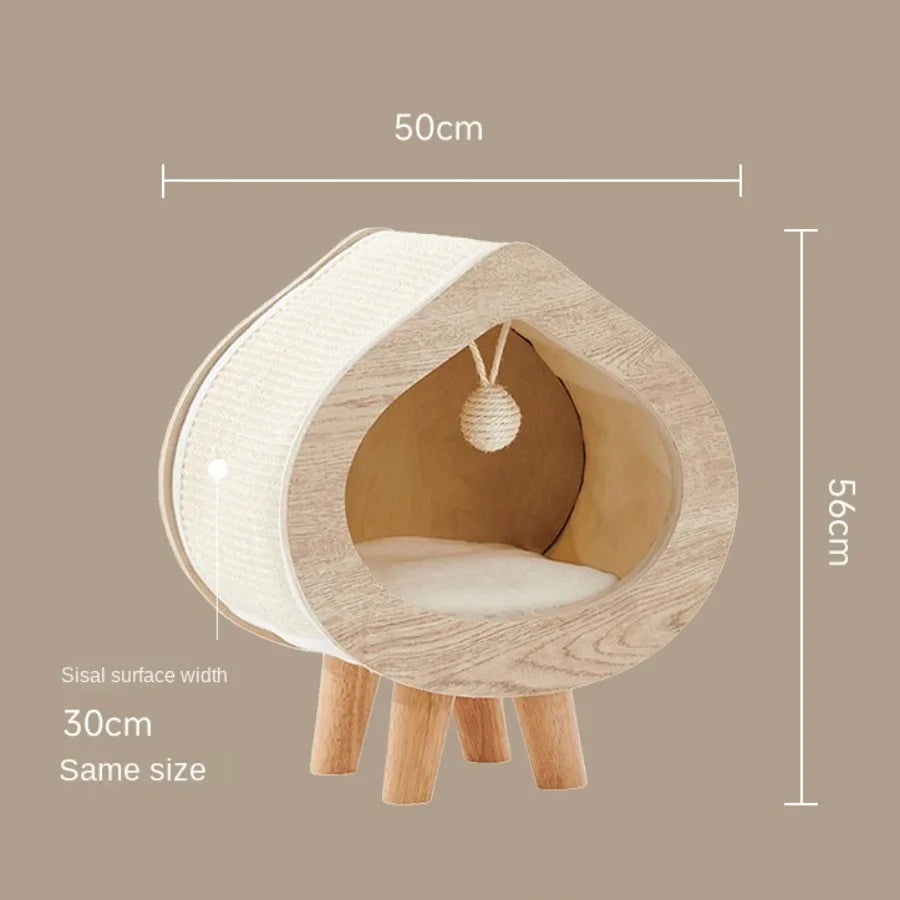 Wood Indoor Sleeping Habitats Cat Bed Kittens Washable