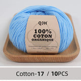 QJH 10PCS 100% Organic Cotton Yarn Pure/Mixed Color