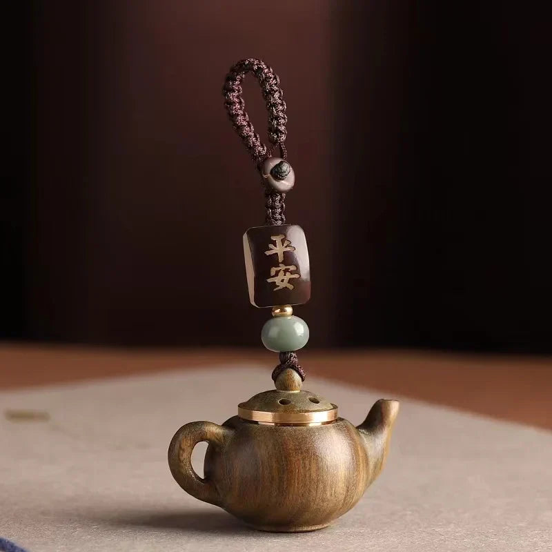 Original Green Sandalwood Openwork Carved Chinese Style Teapot