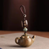 Original Green Sandalwood Openwork Carved Chinese Style Teapot