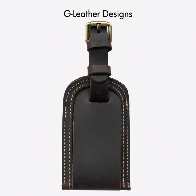 Vintage Genuine Crazy Horse Leather Luggage Tag Suitcase