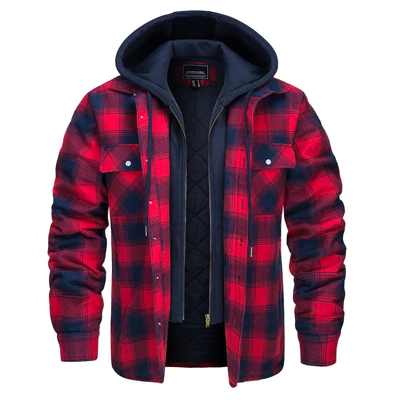 MAGCOMSEN Men's Flannel Shirt Jacket with Removable Hood