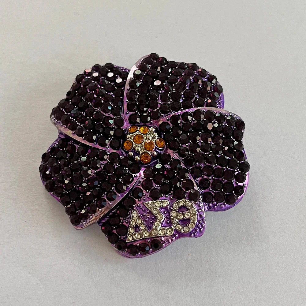 Handmade violet Greek sisters group purple flower brooch