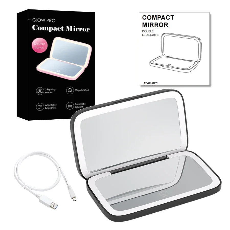 Mini Compact Led Makeup Mirror With Light 5X