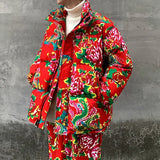 Northeast Flower Printed Thickened Cotton-padded Jacket Couple Chinese