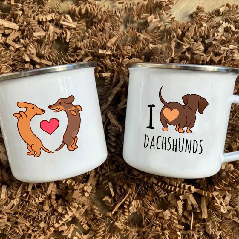 I Love Dachshunds Printed Enamel Mug Creative Glass