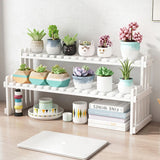 Natural Bamboo Indoor Plant Stand for Desk,2 Tier