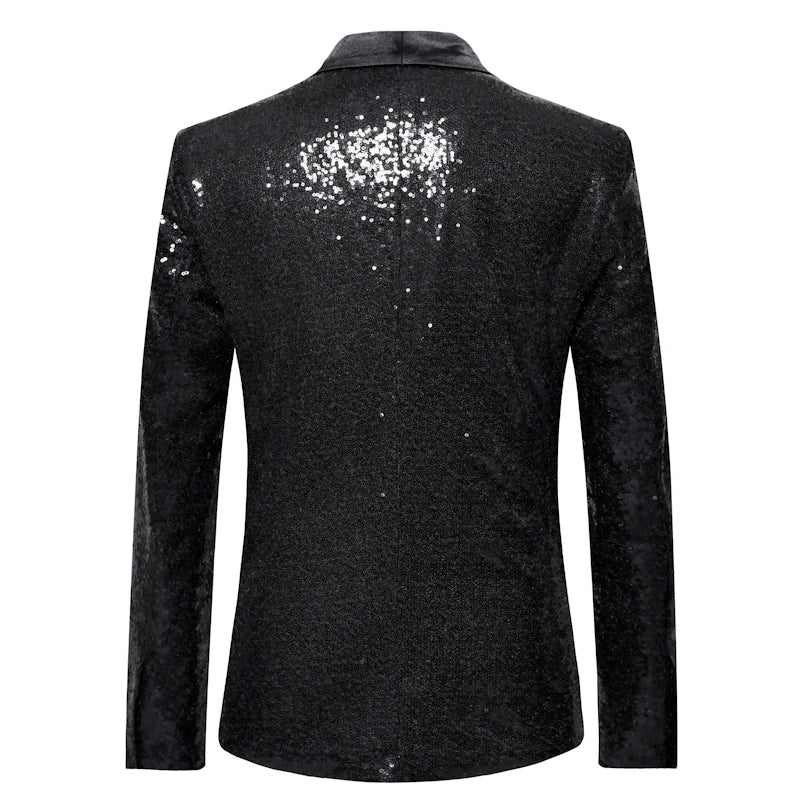 Shiny Gold Sequin Glitter Embellished Blazer Jacket Men