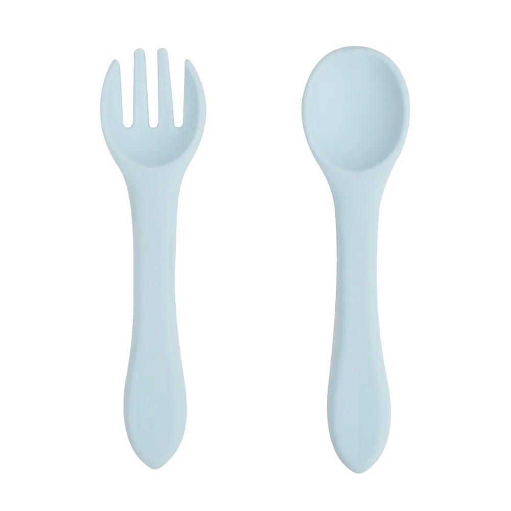 2 PCS Silicone Spoon Fork for Baby Utensils