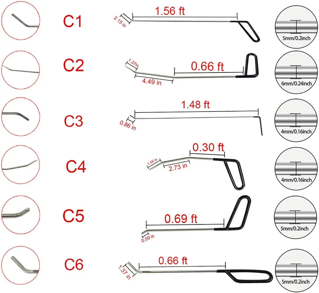 Universal Auto Body Removal Stainless Steel Crowbar Paintless