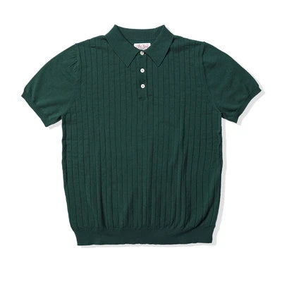 Red Tornado Rib Stripe Polo Shirt Summer Men's