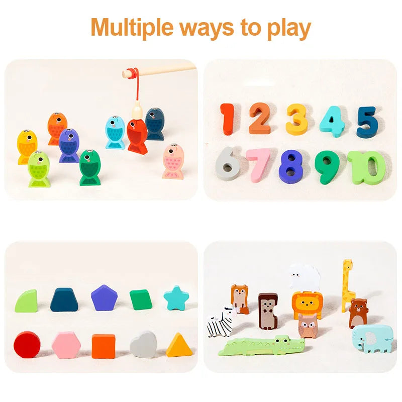 Toddler Montessori Toys Shape & Number Matching,Fishing Game,Animal