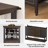 Industrial Wine Bar Cabinet for Liquor and Glasses,