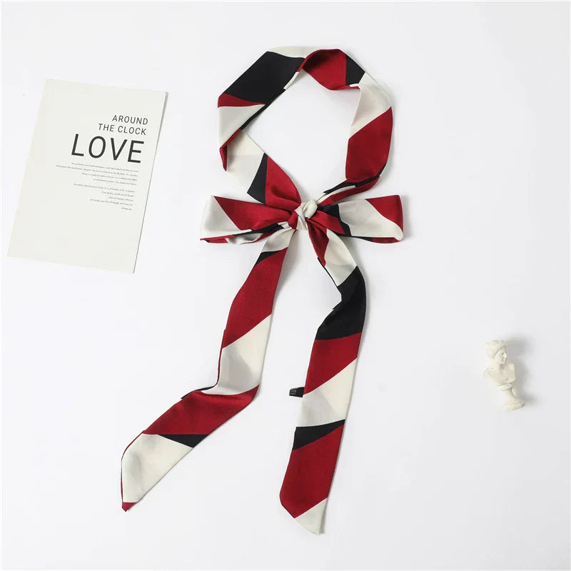 Long Silk Skinny Scarf Women Neck Hair Band