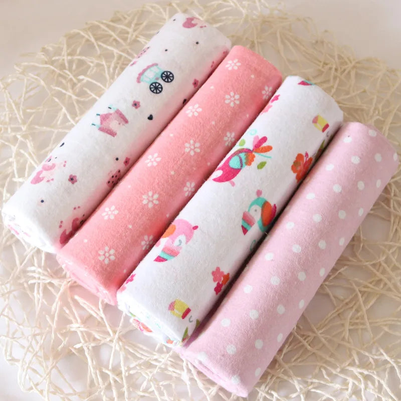 4pcs/pack 100% Cotton Flannel Diapers Supersoft Receiving Baby