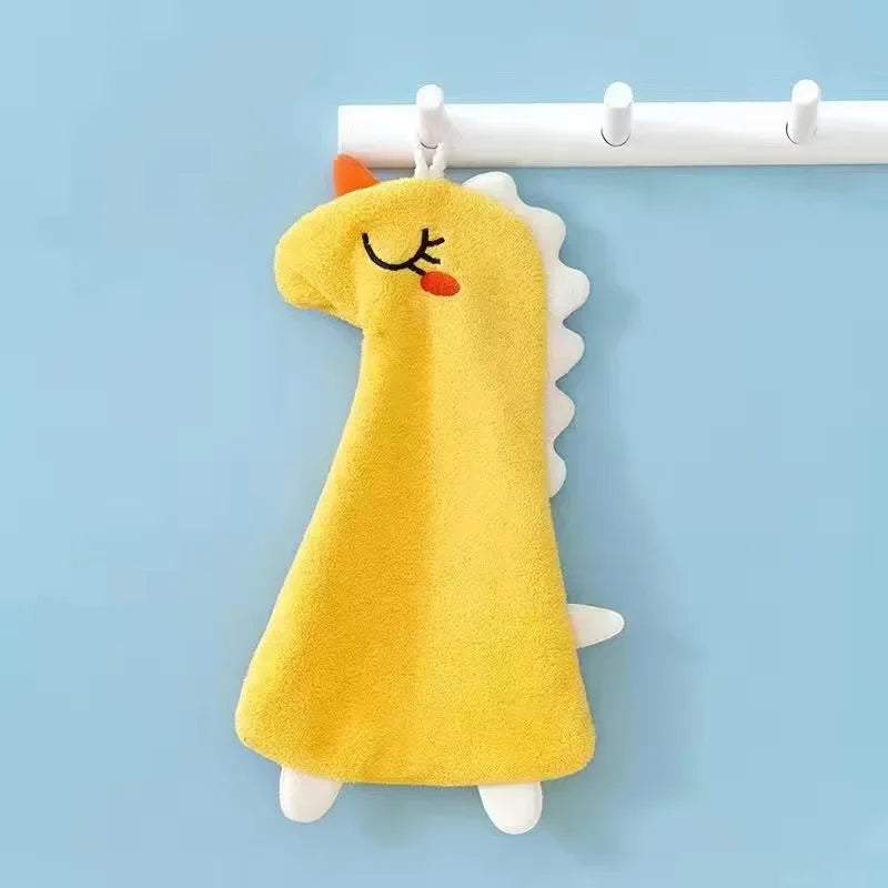 Coral Fleece Hangable Thicken Towel Cartoon Dinosaur Towel
