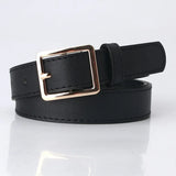 2023 Women Belts New PU Leather Simple Metal