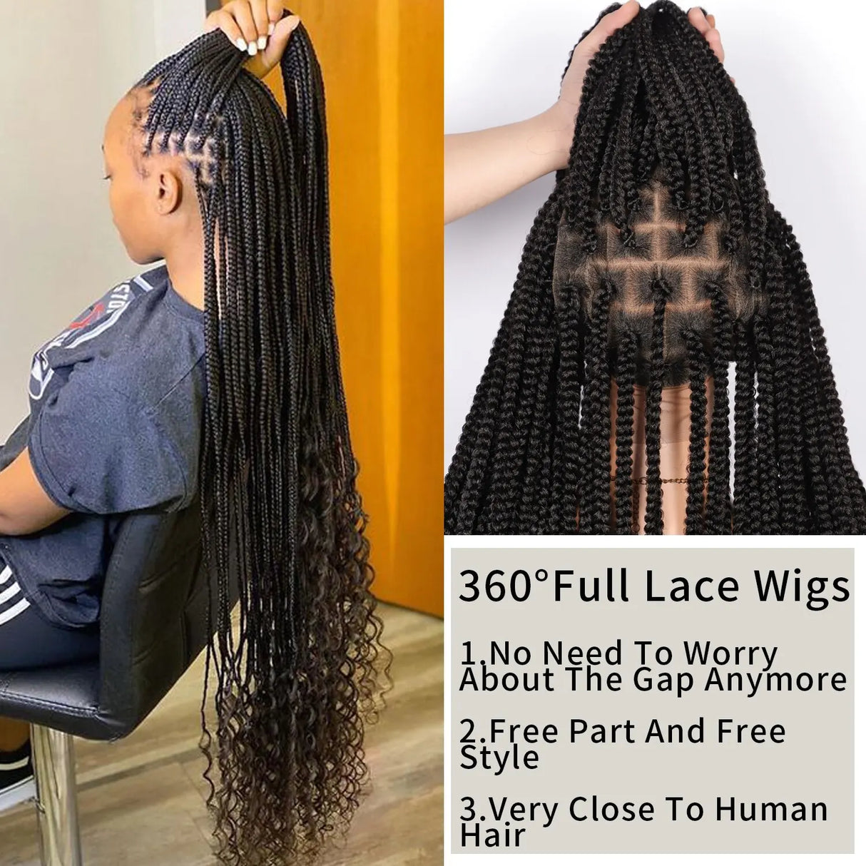 Kalyss 36" Full Double Lace Braided Wigs with