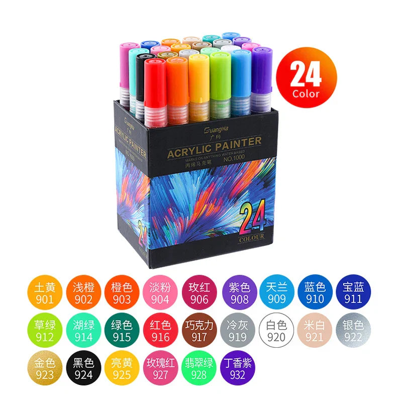 36 Colors Acrylic Paint Markers Pens Set for