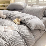 Seersucker Bedding Set Duvet Cover Flat Sheets Pillowcase