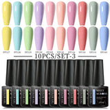 10Pcs Nude Glitter Gel Nail Polish Set Purple