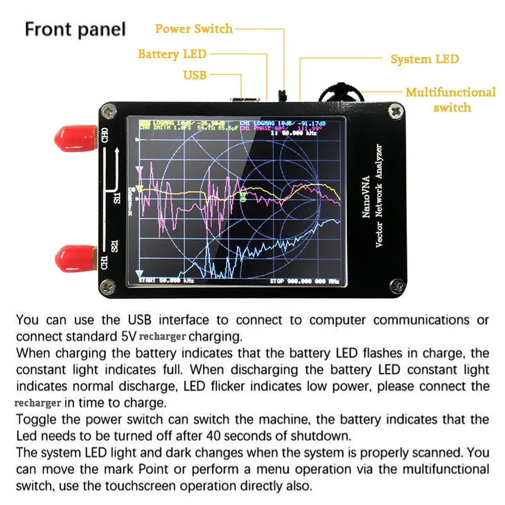 Nano-VNA Vector Network Analyzer 50KHz-900MHz Standing Waves Shortwave