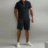 Summer New Solid Color Men's Sets High Street