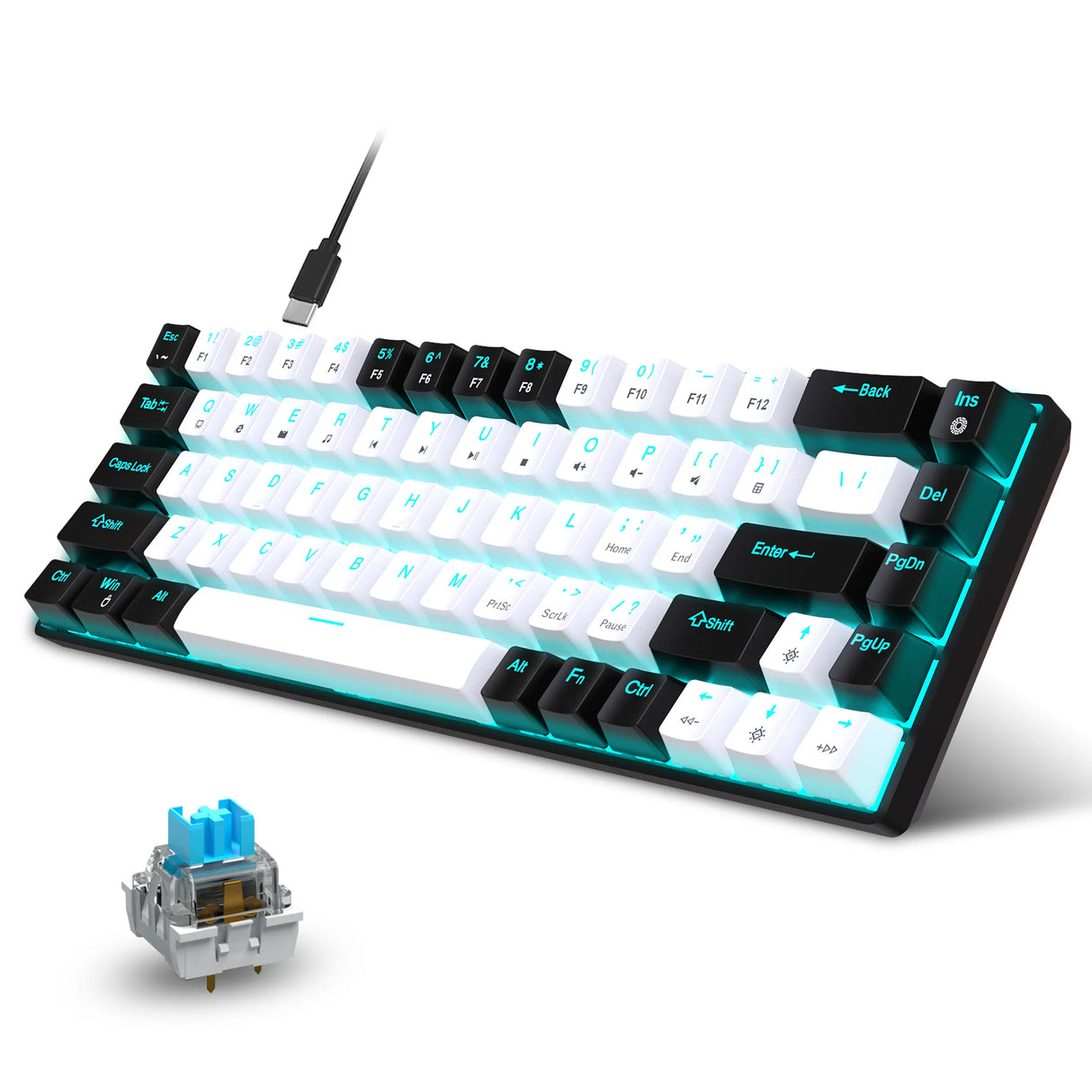 68 Keys Mechanical Keyboard Ergonomics RGB Backlit LED