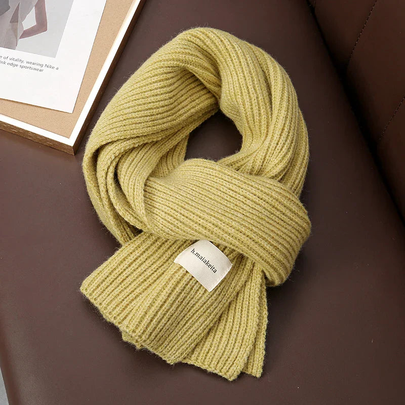 Warm Knitted Wool Soft Scarf Women Solid Korean