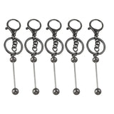 15Pcs Metal Beaded Keyring Beadable Bar Keychain Lobster