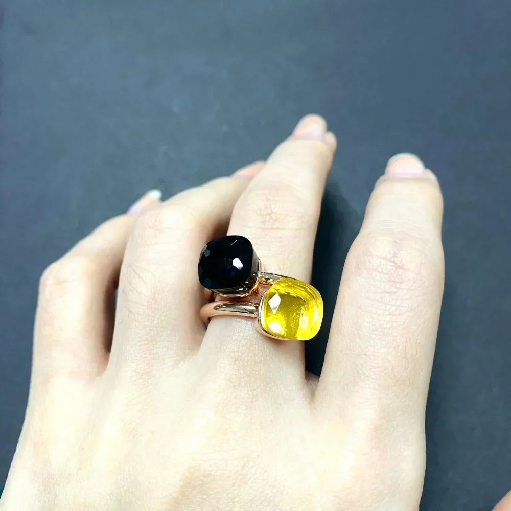 2PcsSet Pomellato Ring Stacked Mix Color Crystal Ring