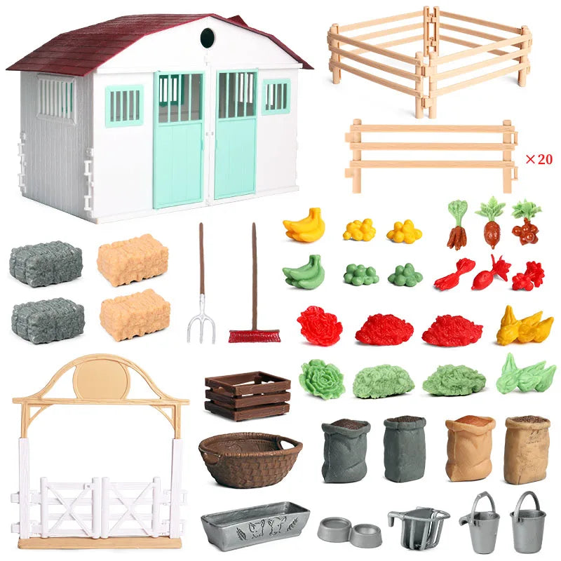 Oenux Farm House Model Action Figures Farmer Motorcycle