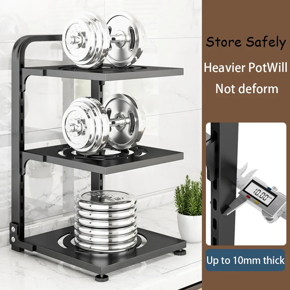 Kitchen Storage Rack,Adjustable Pot Storage Rack Under Cabinet,