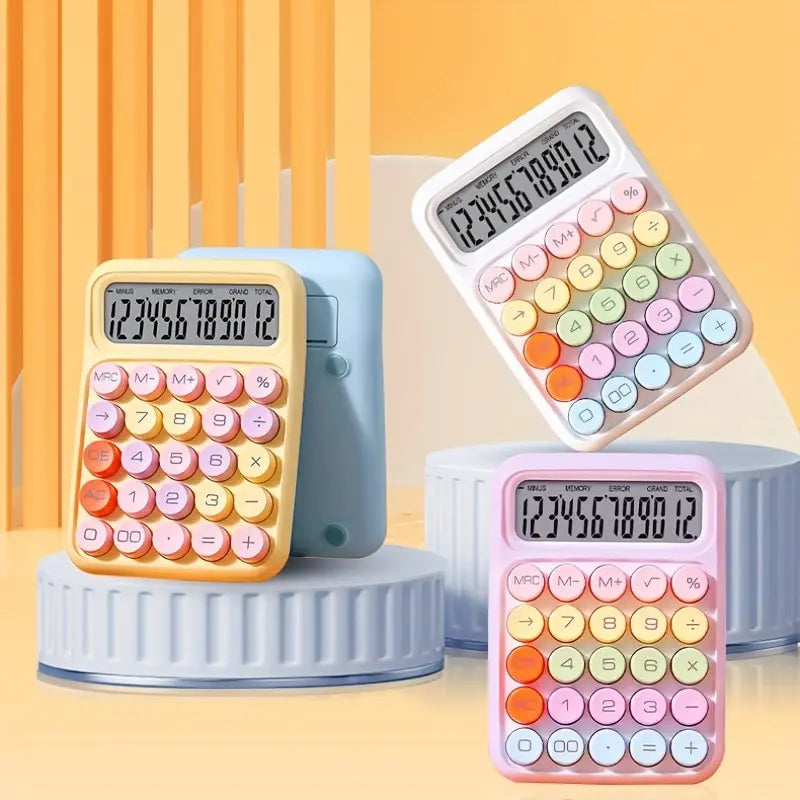 1pc Keyboard Calculator Office 12-digit Mechanical Calculator Cute