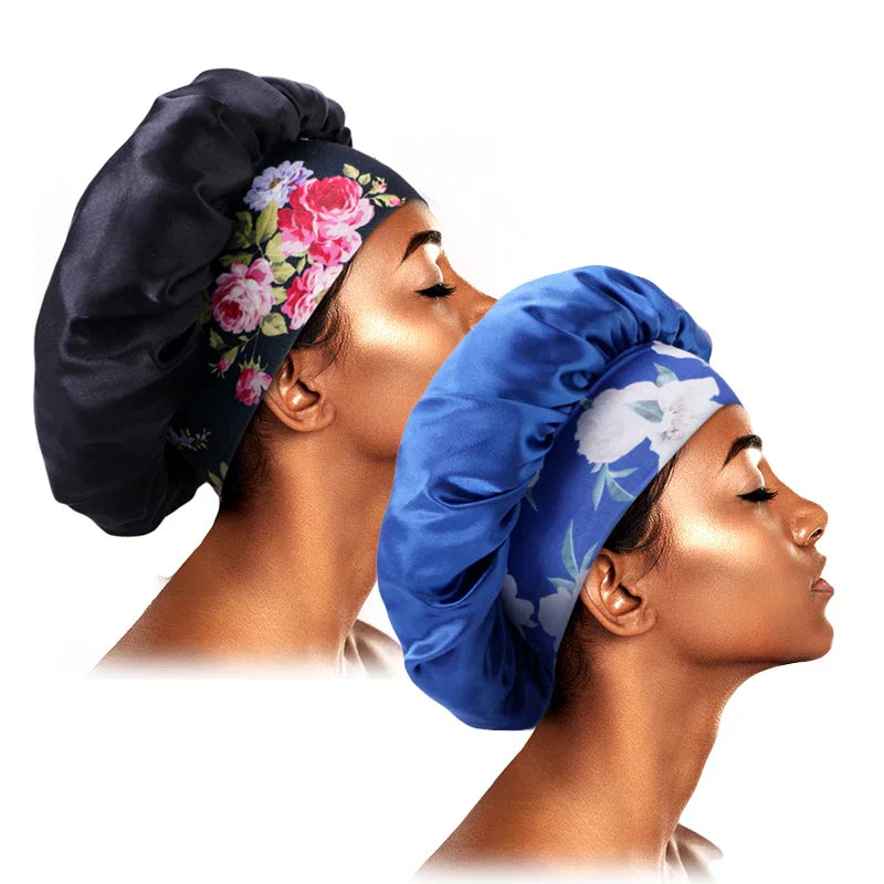 2PCS/LOT Women Fashion Printed Nightcap Wide Edge Beanie