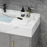 Marble Bathroom Cabinet Combination Solid Wood Intelligent Simple