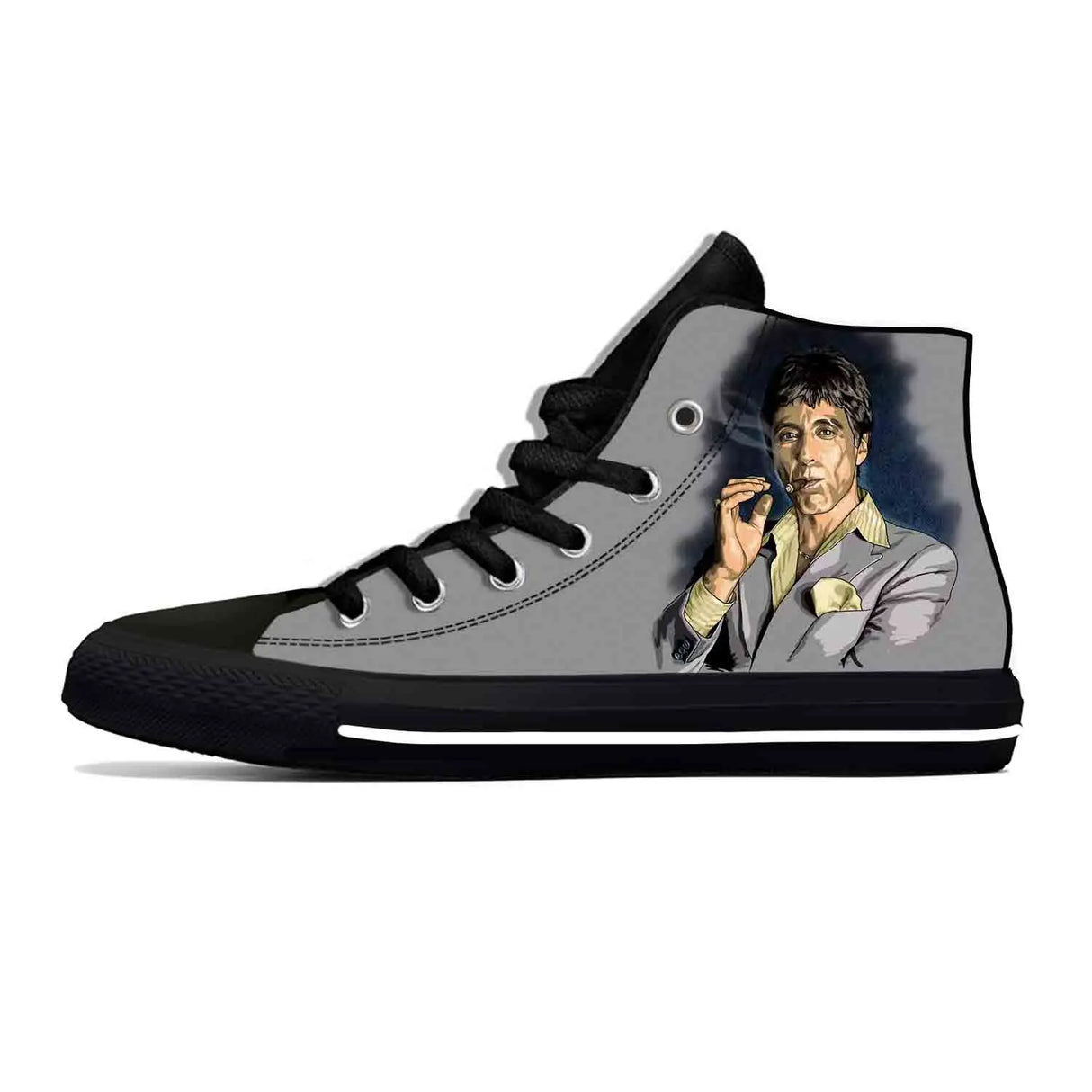 Hot Scarface Tony Montana Movie Anime Cartoon Casual Shoes High Top Lightweight Summer Board Shoes Breathable Men Women Sneakers